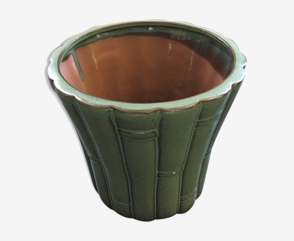 Cache pot bambou vert olive