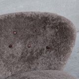 Gösta Jonsson Shearling Mid-Century Swedish Lounge Chair