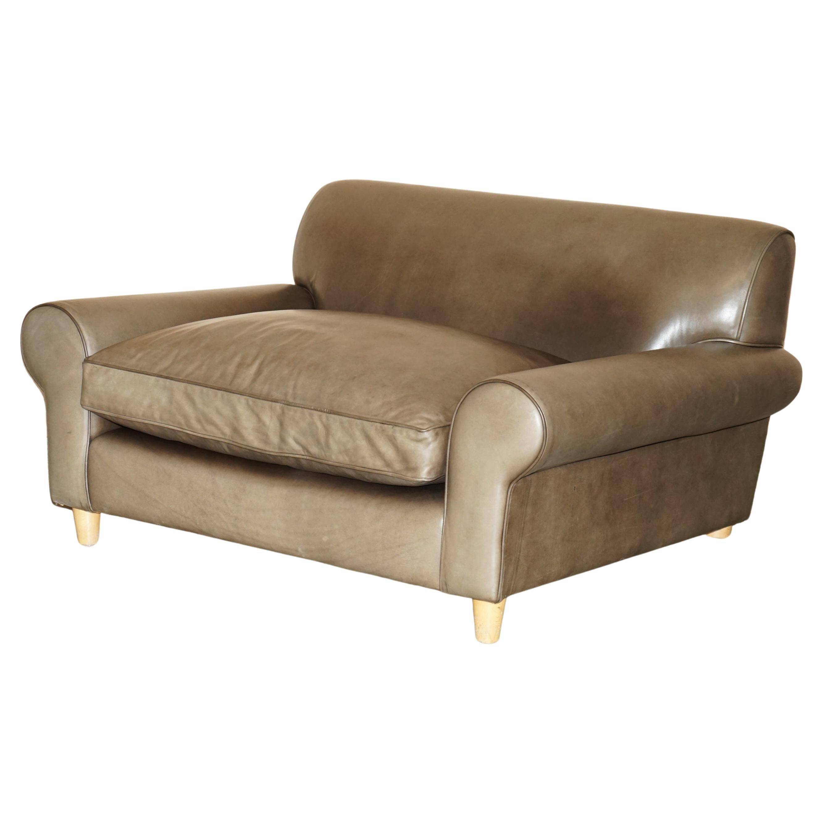 Large leather loveseat by Terence Conran