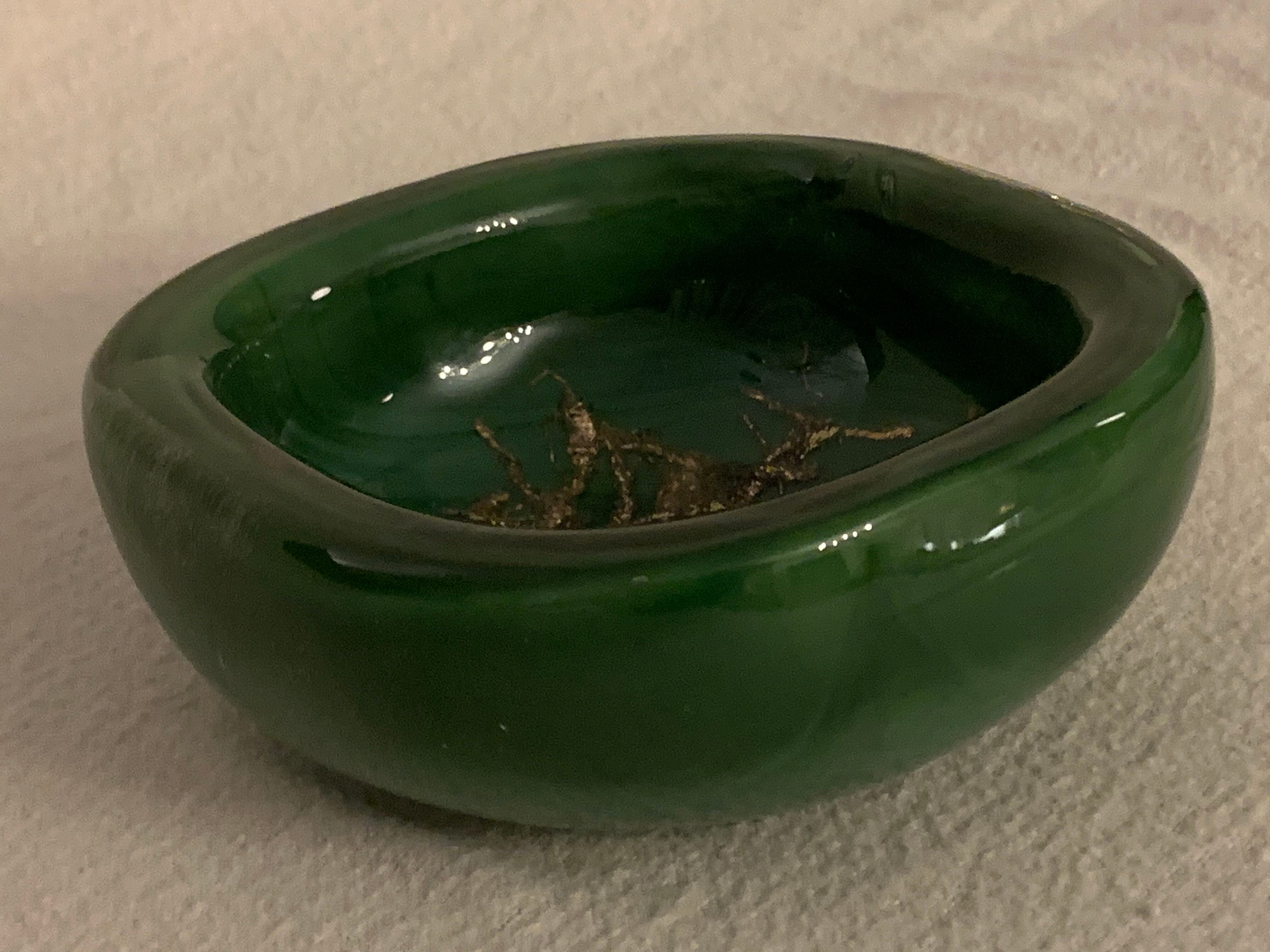 Venini green glass ashtray  Italy Toni Zuccheri Murano Giade 1960