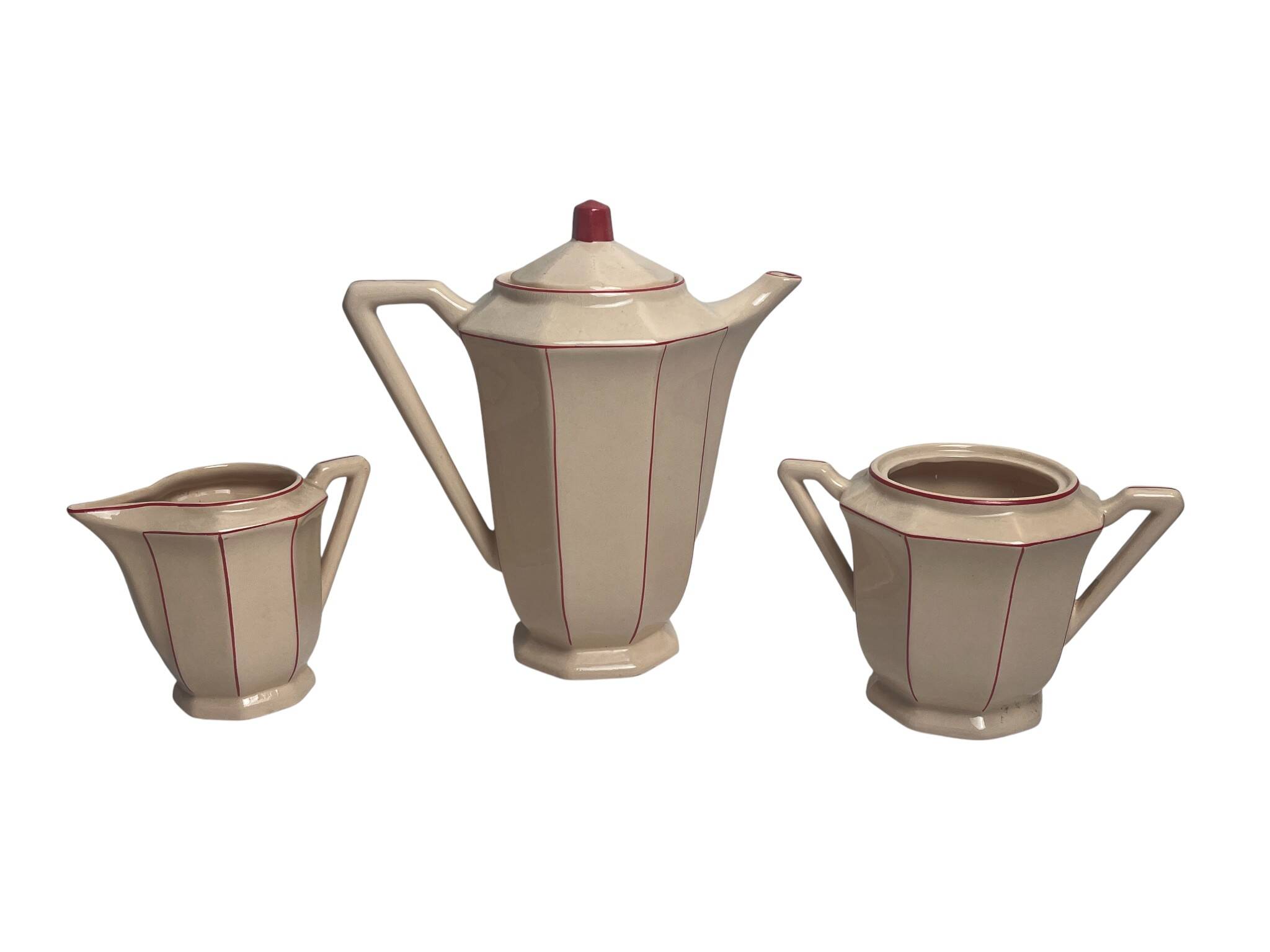 Art Deco, Digoin Sarreguemines pink coffee service circa 1930