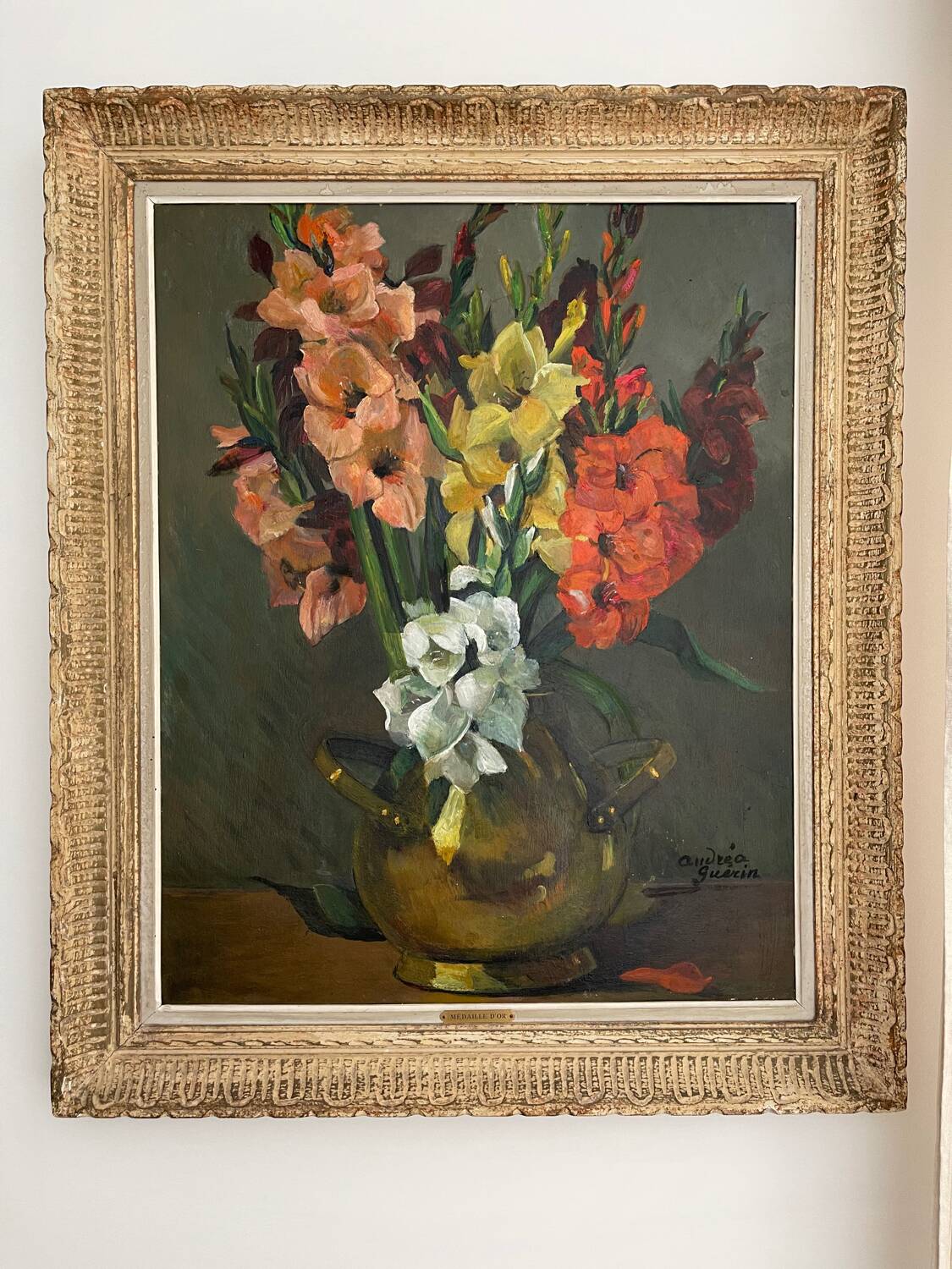 Wooden table signed gold medal