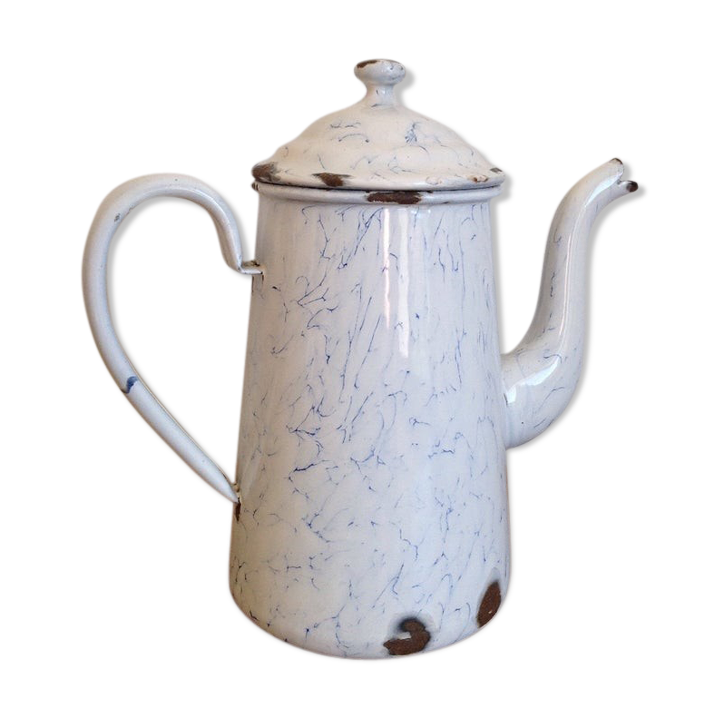 Enamelled tin teapot