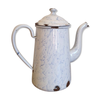 Enamelled tin teapot