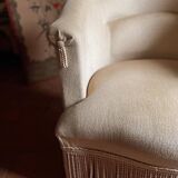 Old toad armchair in beige velvet