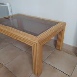Vintage bamboo rattan glazed coffee table