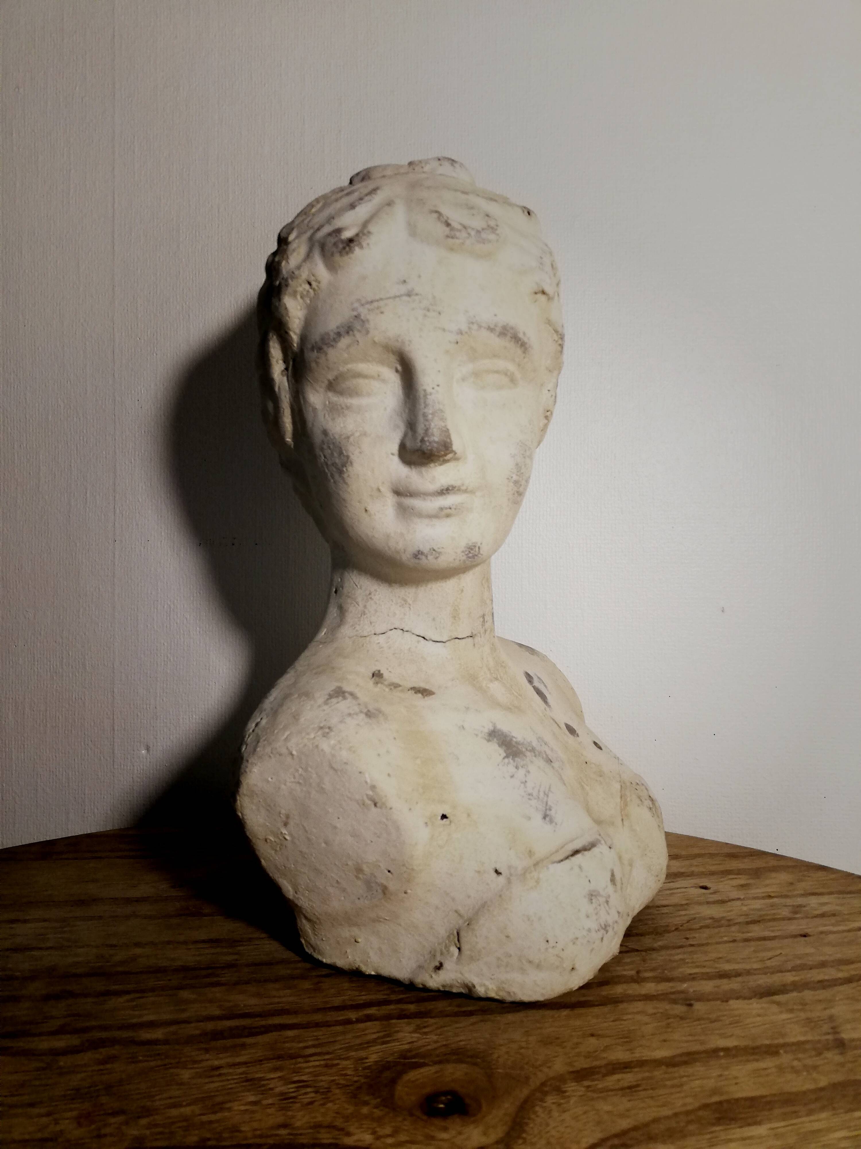 20th century plaster woman bust