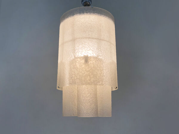 Lustre en tube de verre de Murano par Doria Leuchten. Année 60