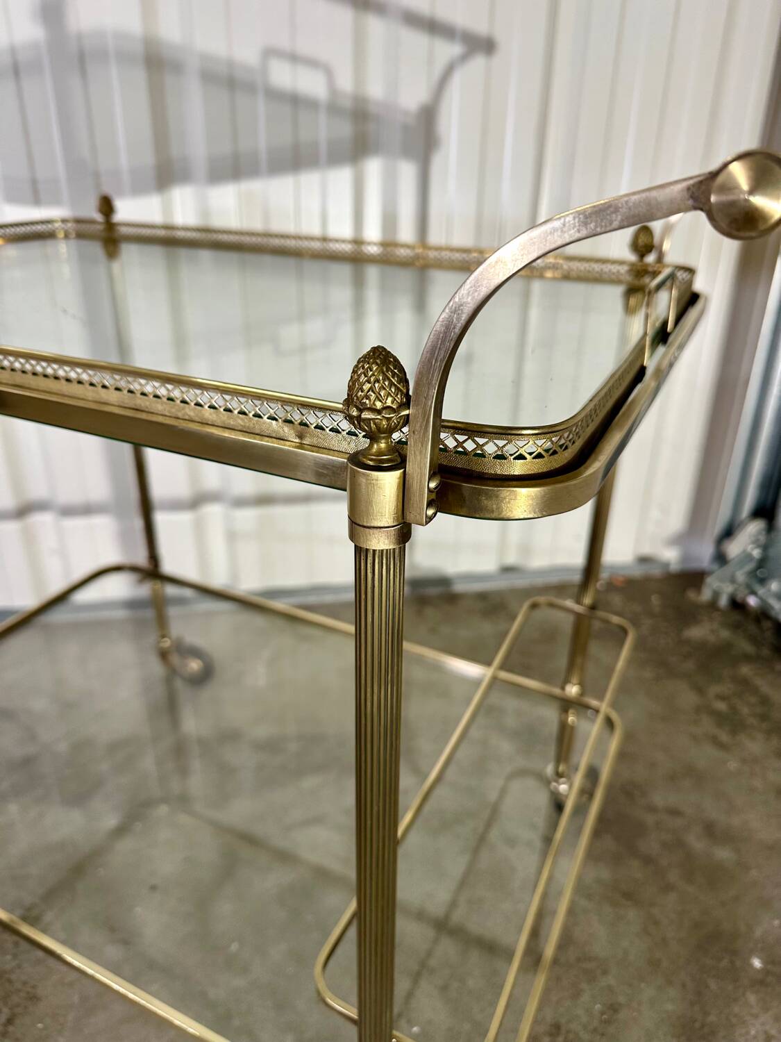 1970s gold rolling serving table