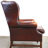 Fauteuil à oreilles classique et majestueux en cuir de mouton avec de jolies couleurs