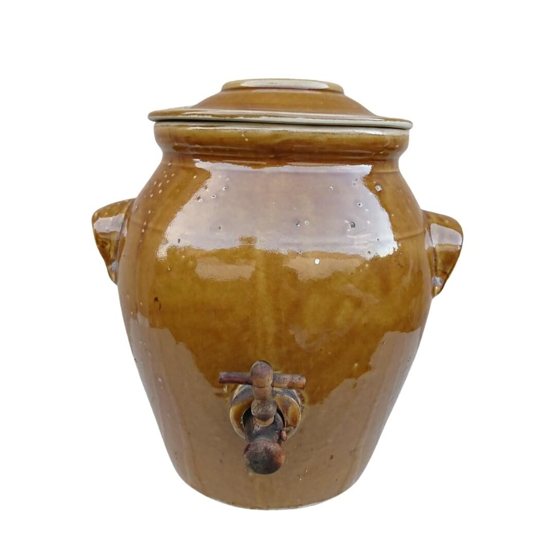 8L wine pot in vintage enamelled stoneware