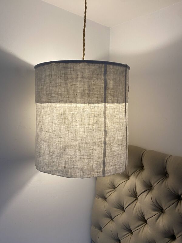 Abat-jour drap ancien en lin monogramme et fougère d'Henri Matisse