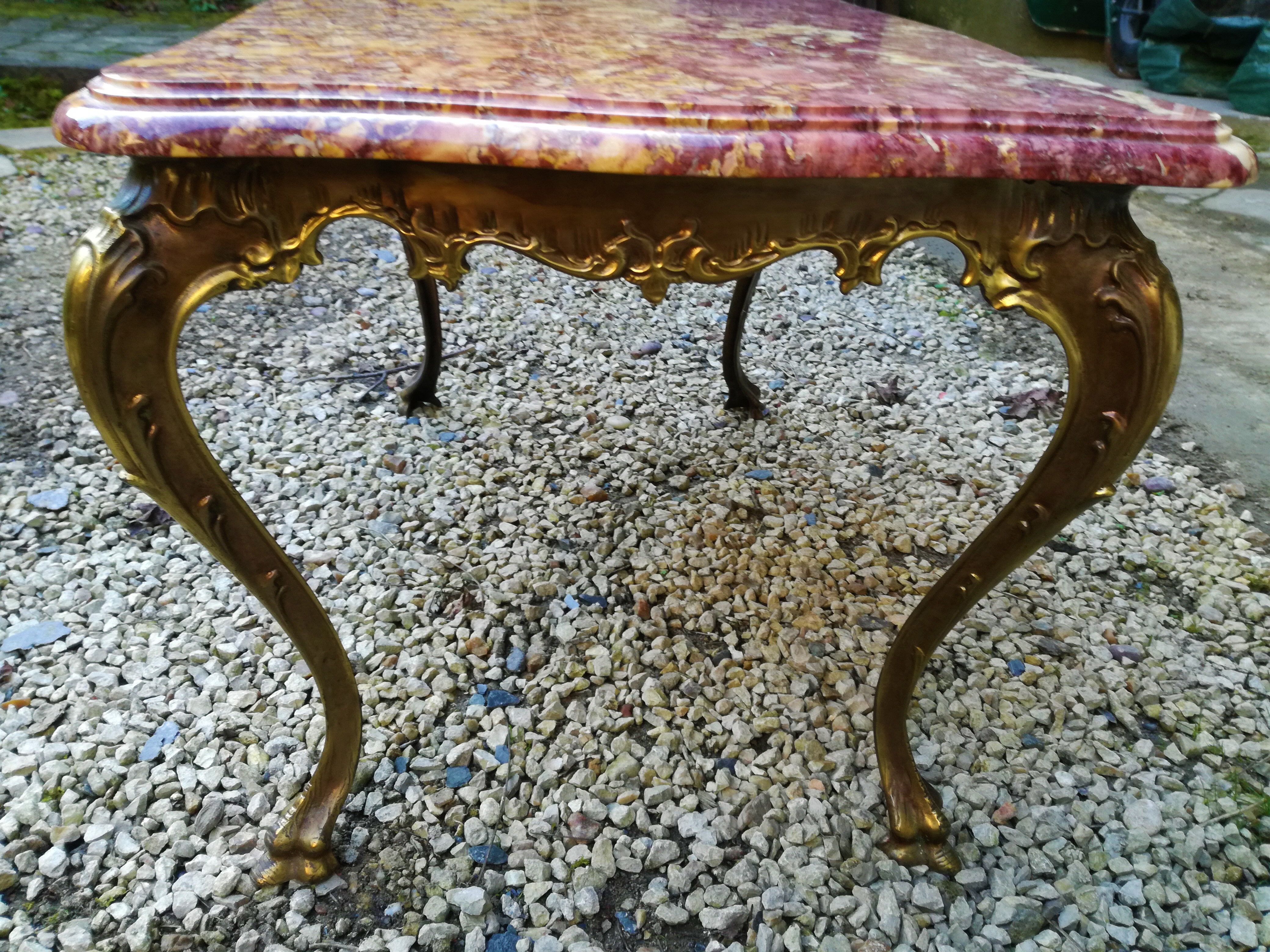 Coffee table Louis XV pink marble