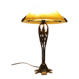 Magnificent art nouveau lamp designed for naudy and blown glass 1960