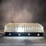 Lampe à encastrer carrée en verre et bronze, années 60