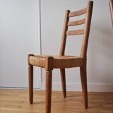 Pair of straw wood chairs
