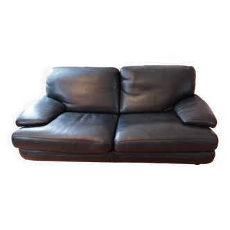 Roche Bobois black leather sofa