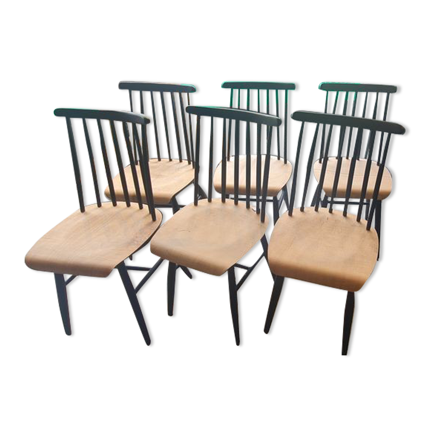 Series of six chairs Fanett by Ilmari Tapiovaara 1960