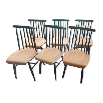 Series of six chairs Fanett by Ilmari Tapiovaara 1960
