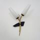 Vintage brass wheat strand wall light with glass tulip, 1960s