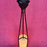 LAMP/IRON SUSPENSION FORGED OPAQUE WHITE GLASS CYLINDRICAL TUBE