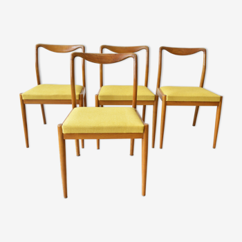 Set de 4 chaises scandinaves tissus et teck