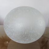 Italian pebble lamp in white speckled glass 80s