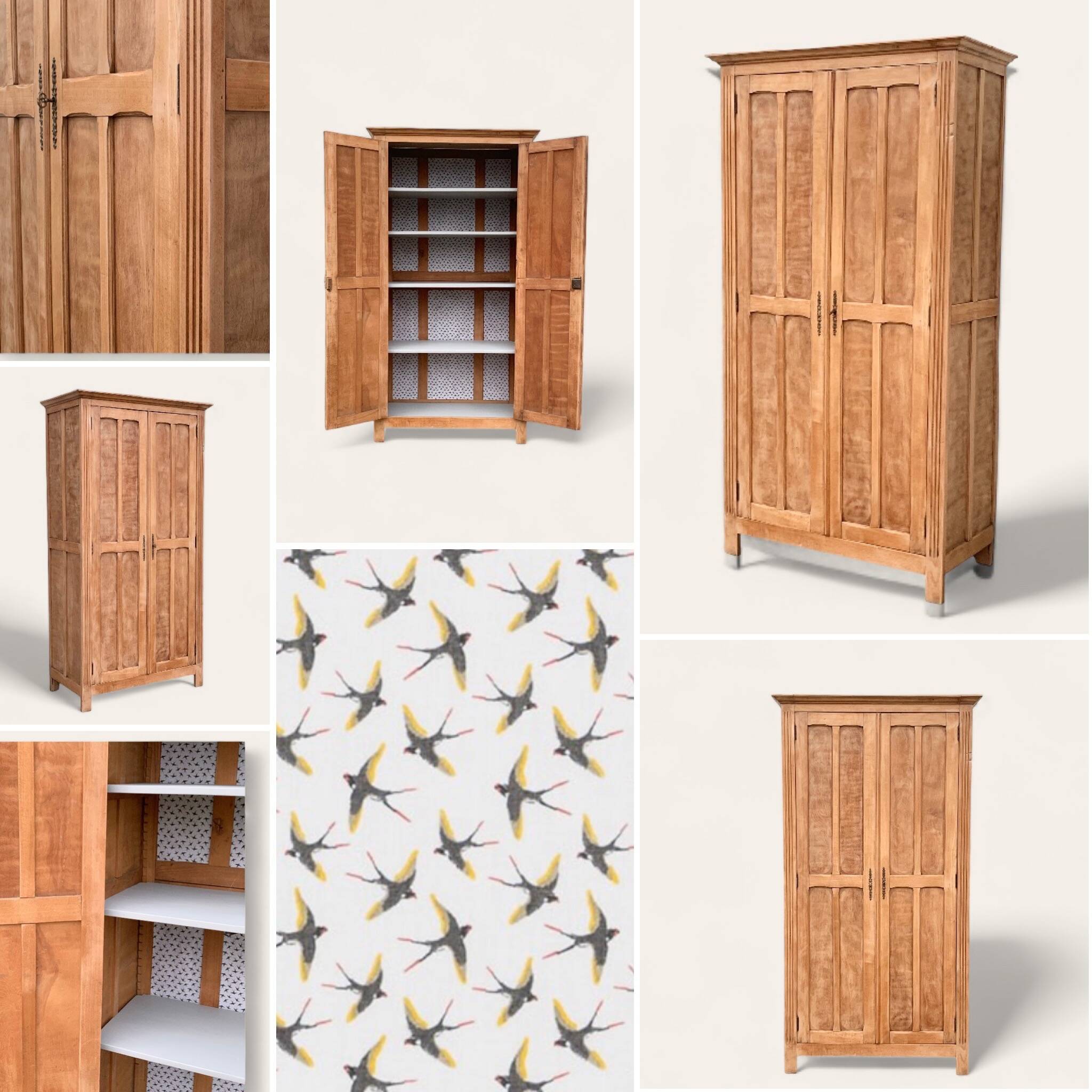 Armoire parisienne panneautée en bois brut, 1930