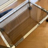 80s chrome and smoked glass trolley