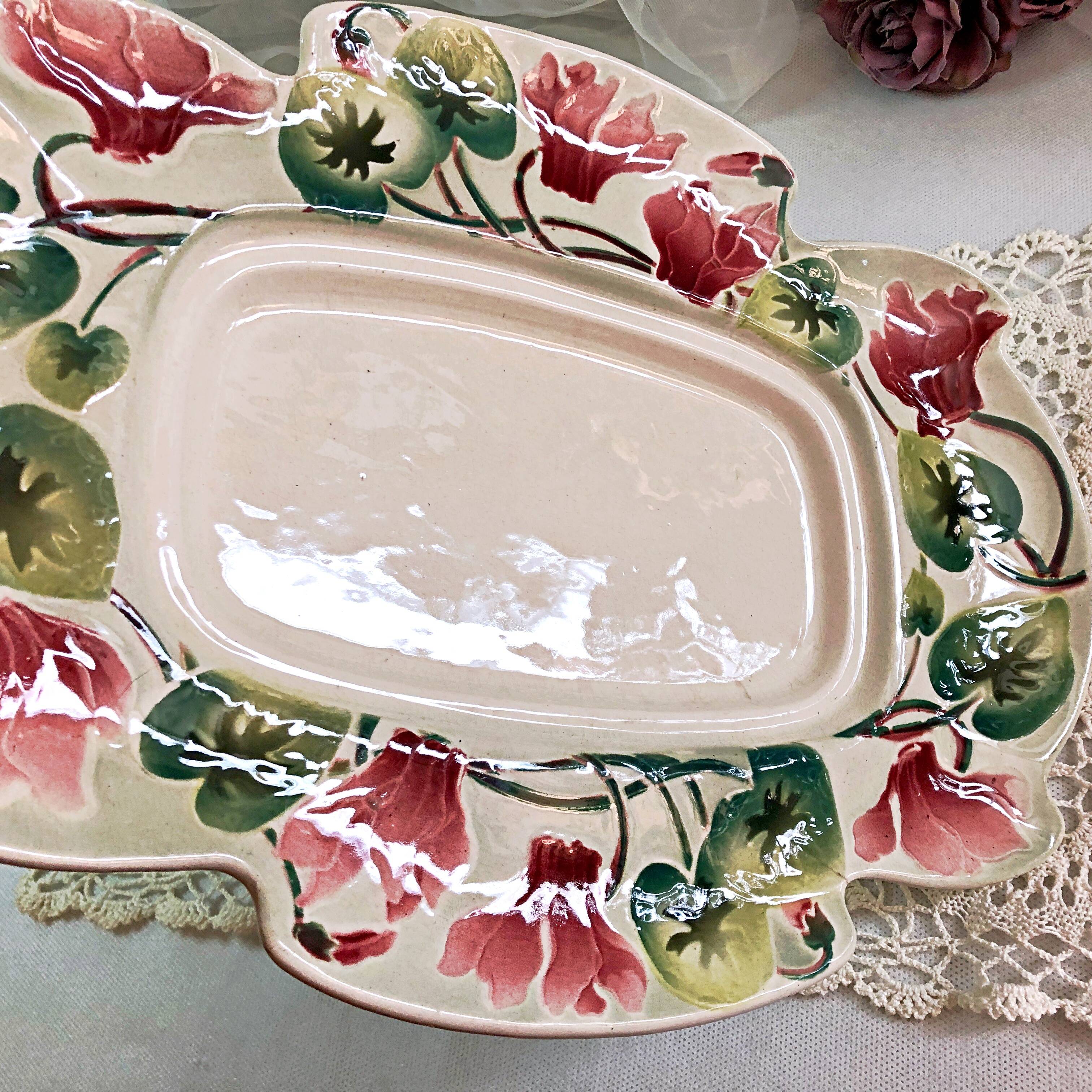 Large earthenware hollow dish KG Saint Clément France 36 cm