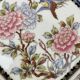 Antique octagonal plate with bird and peony motifs, chinoiseries.