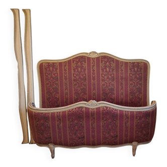 Louis XV style basket bed with upholstered base