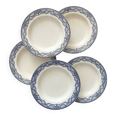 5 assiettes creuses terre de fer « Directoire » Salins