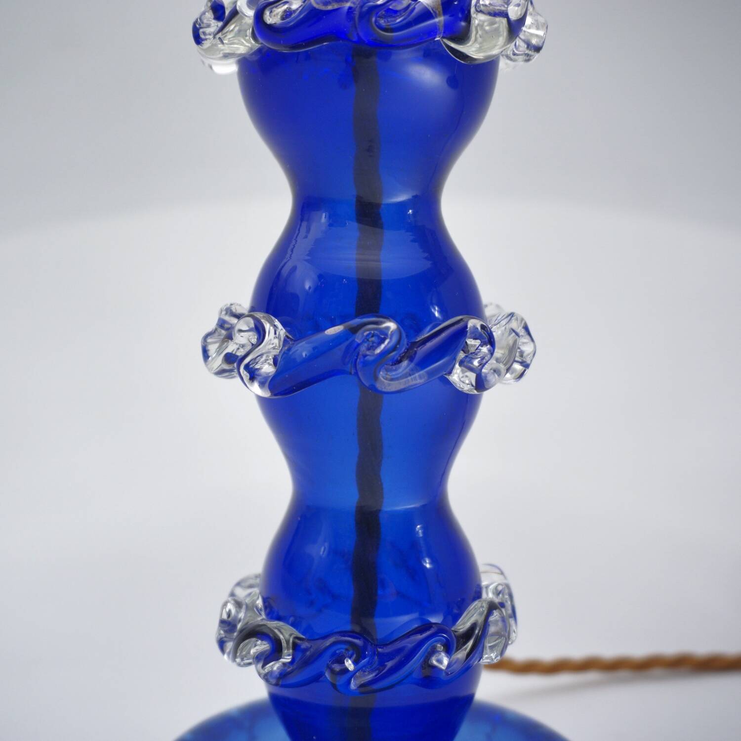 Murano glass lamp handblown blue crystal Barovier & Toso style 1920's Italy