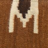 4x5 Camel Brown & Beige Vintage Kilim Rug, 118x161Cm