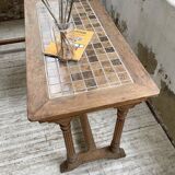 Set de deux tables bistrot en noyer et carrelage 1890