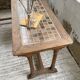 Set of two bistro tables in walnut and tiling from 1890.