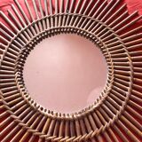 Vintage bamboo rattan mirror 50s