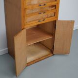 Vintage italian beech haberdashery shop cabinet, 1950s