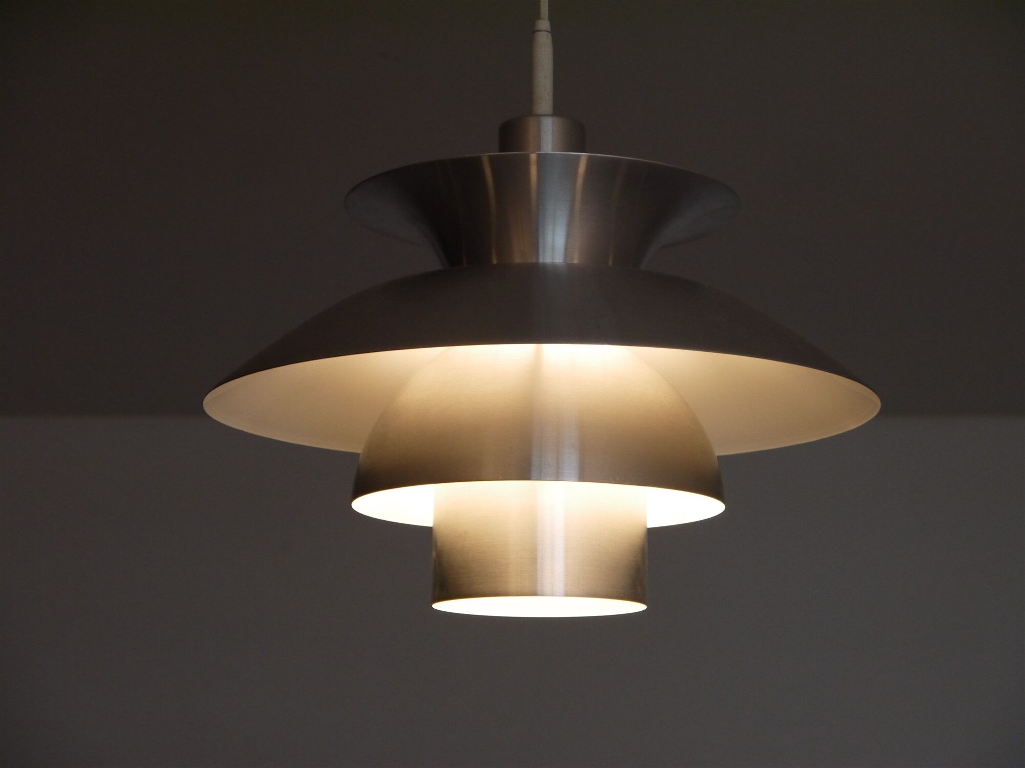 Danish pendant light in aluminum, 1970