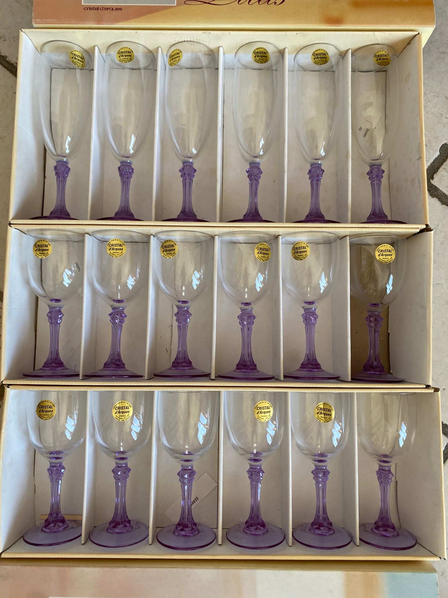 Lot de verres cristal Lilas vintage