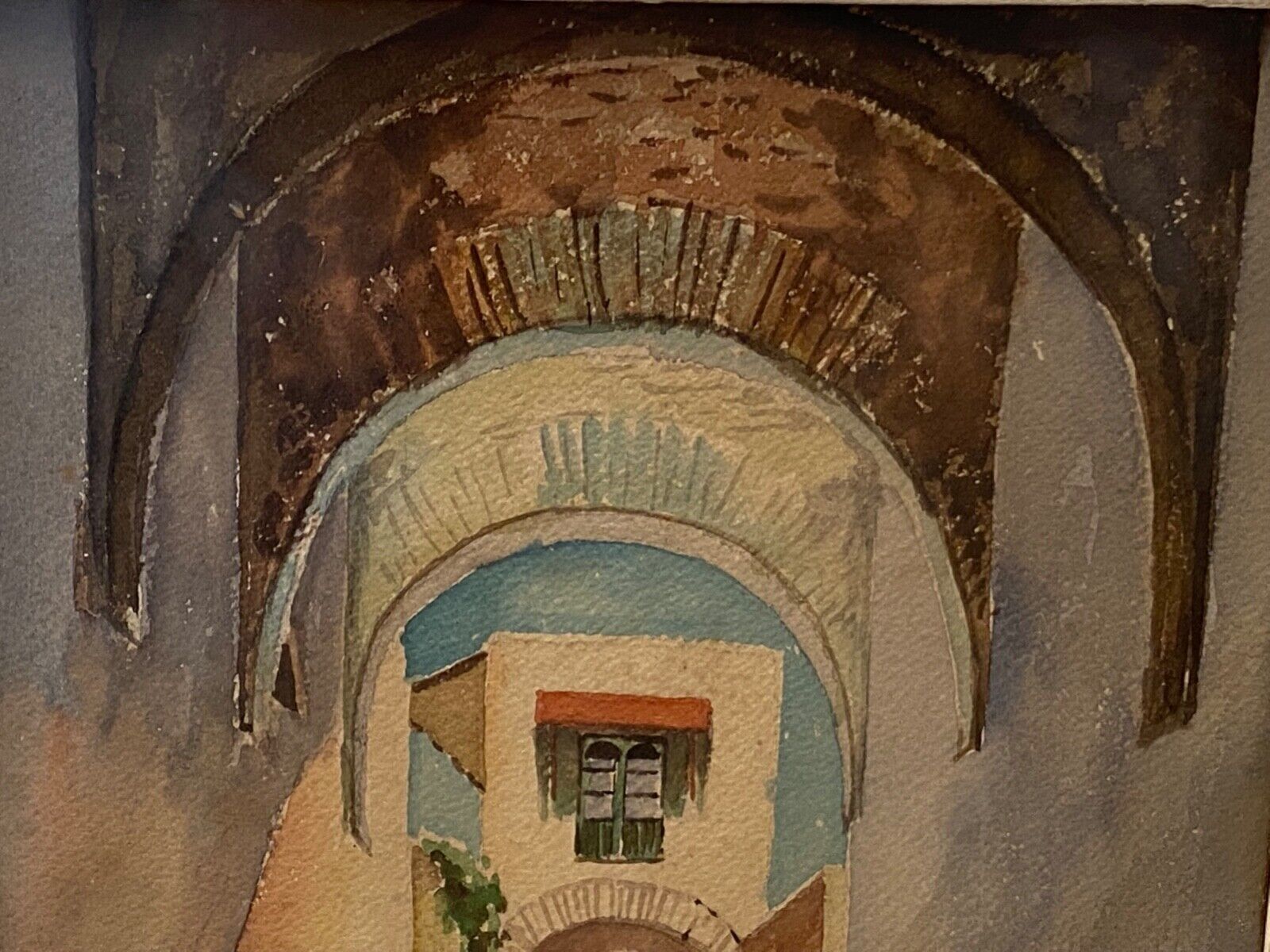 Orientalist painting watercolor tunisia north africa g-trombik 1939