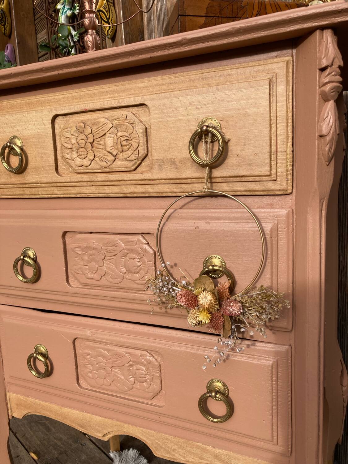 Petite commode ART DÉCO esprit coiffeuse terracotta