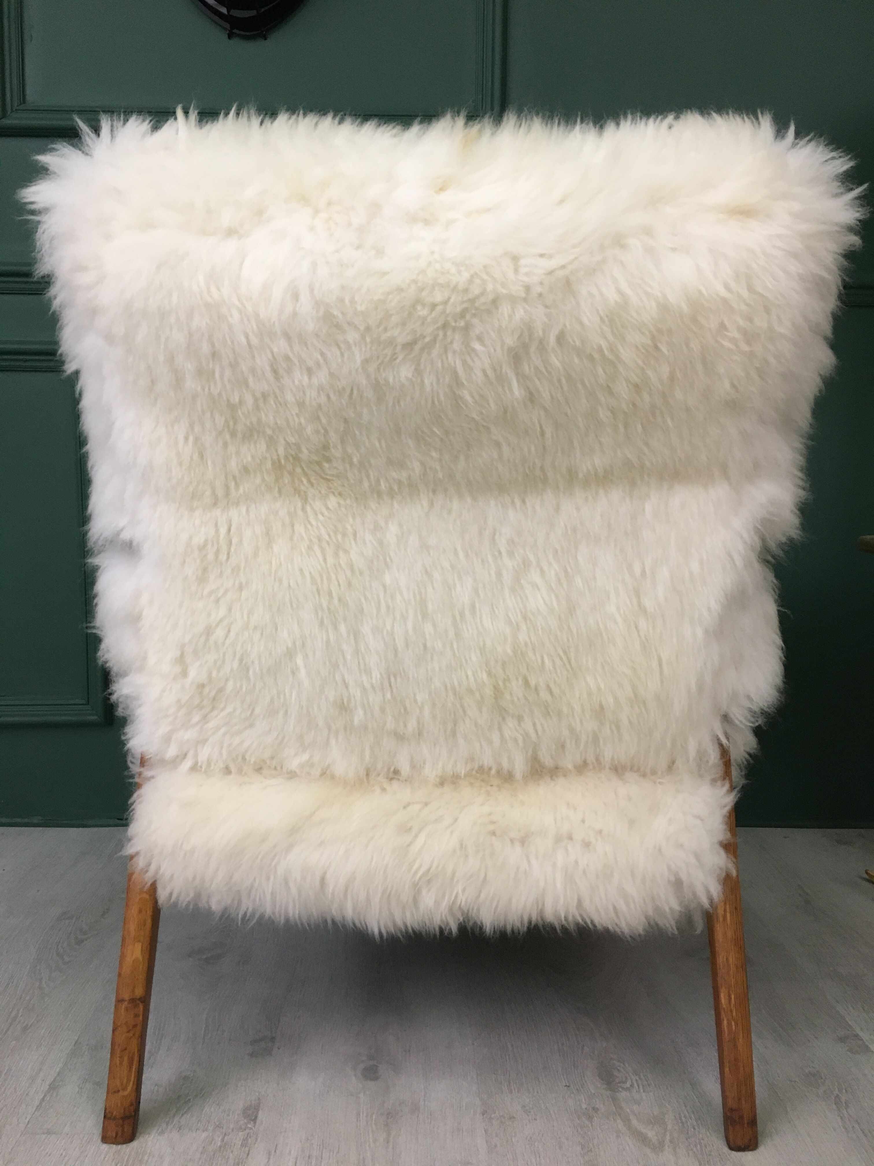 Vintage white sheepskin armchair