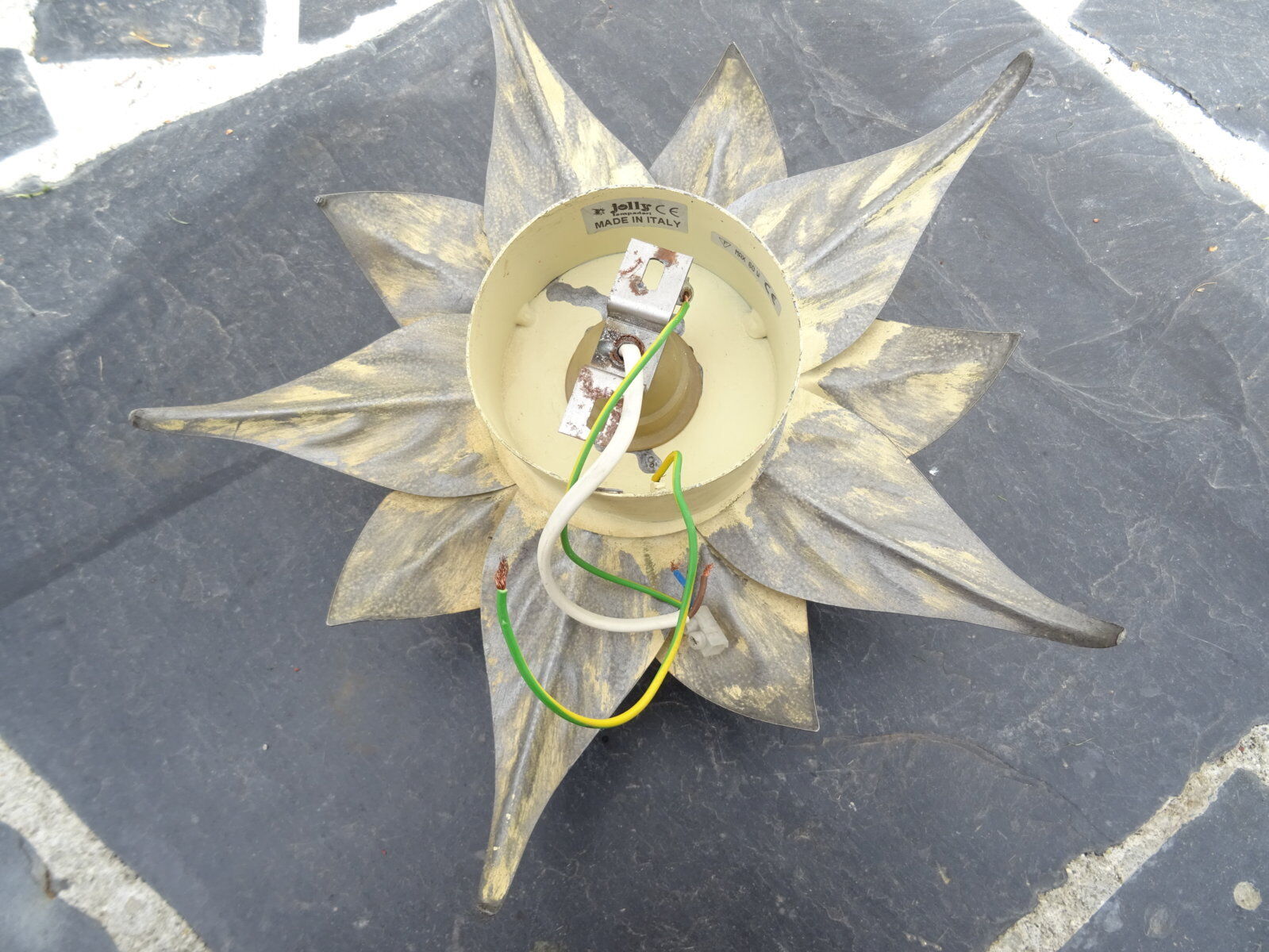 Italian silver metal flower wall lamp