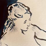 Tableau ink blue indigo "female model drawing in the studio"