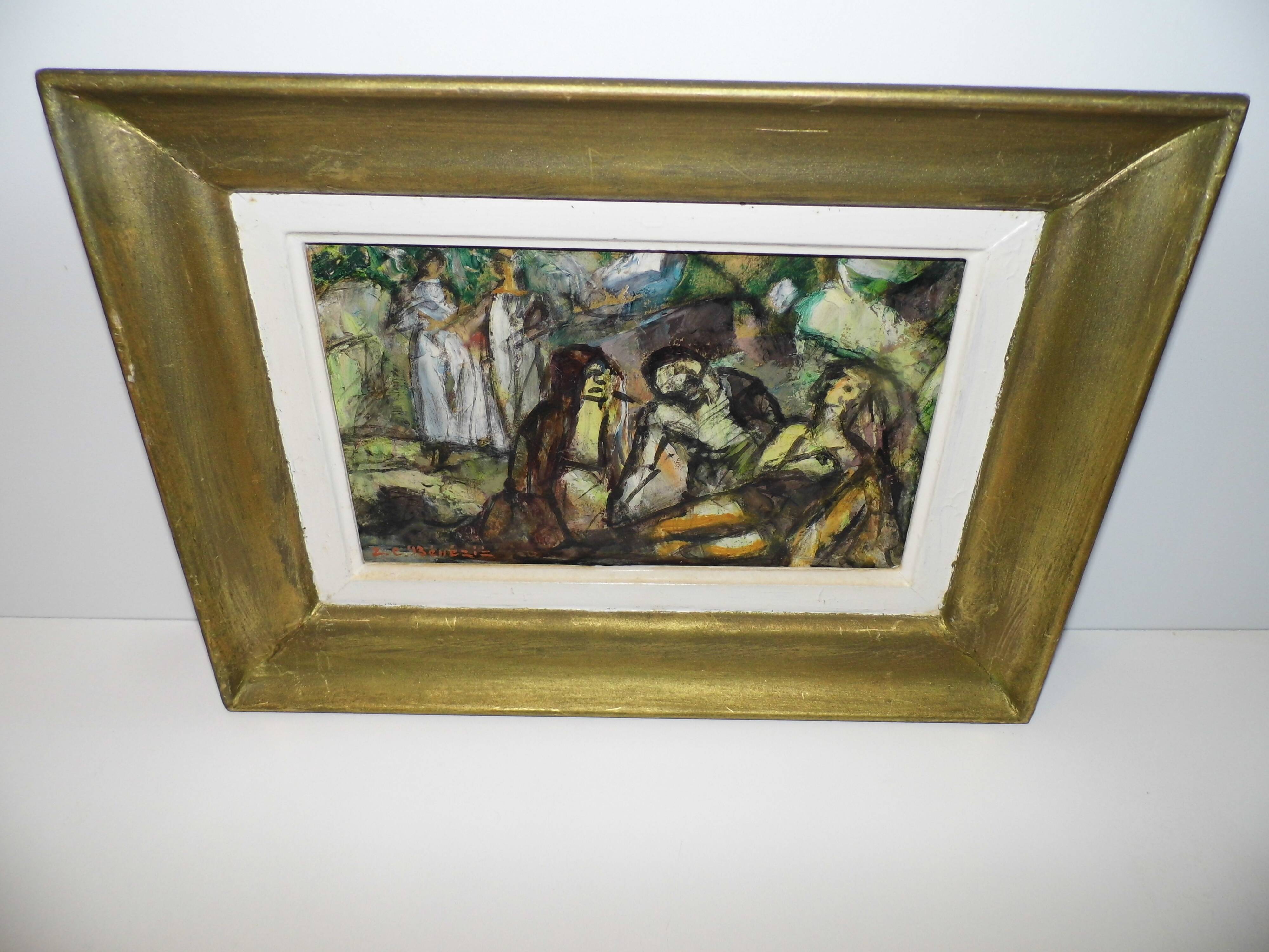 Oil painting on panel sign E.Charles benezit Saint Sebastian 1925