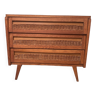 Chest of drawers in wood and rattan