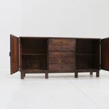 Brutalist Spanish carved sideboard credenza