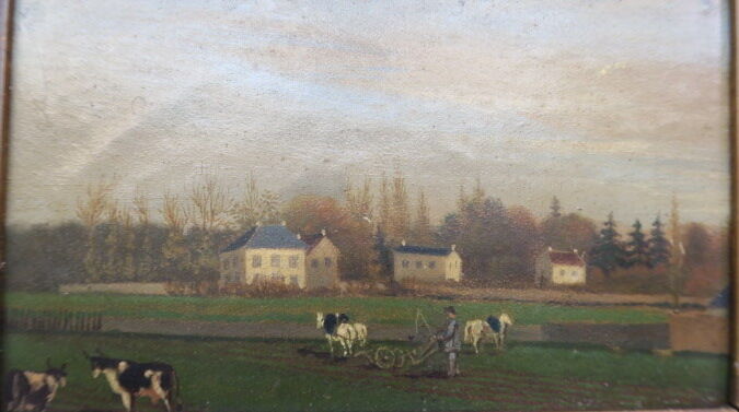 Naif charm painting in XlX frame